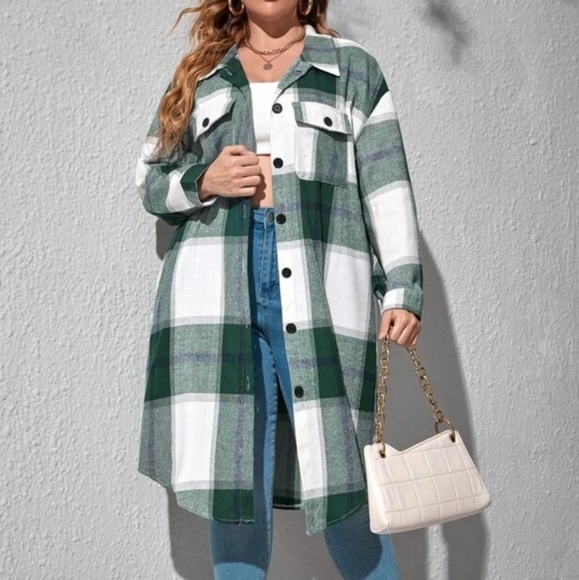 Shein Flannel Long Shacket S - Picture 1 of 9